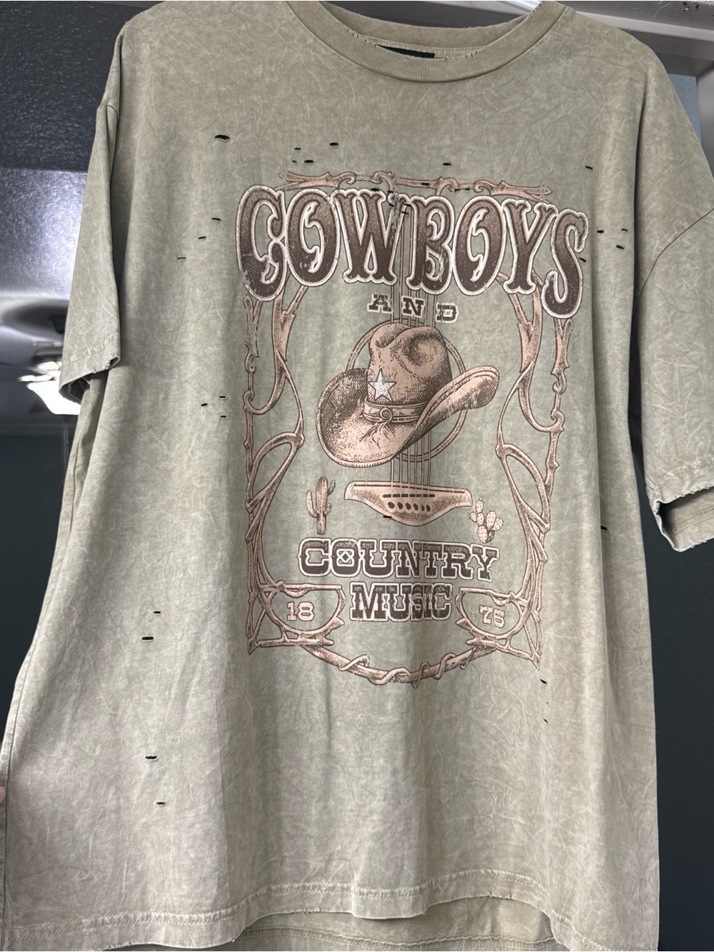 oversized Cowboys and Country Music Graphic Tee - taupe